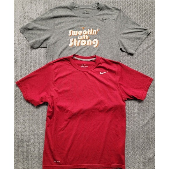2 Nike Dri-Fit Legend T-Shirt‎ Mens Size Medium Gray Red Texas Longhorns - Picture 1 of 11
